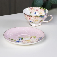 Чайная пара фарфоровая &laquo;Чайная роза&raquo;, 2 предмета: чашка 200 мл, блюдце d=15 см