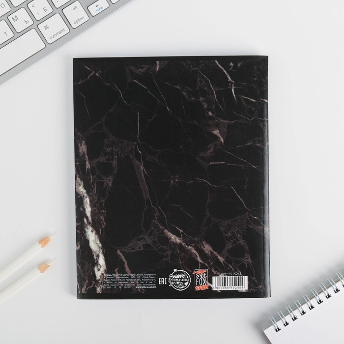 Тетрадь в клетку, 96 листов А5 на скрепке, &laquo;1 сентября: Мрамор черно-белый&raquo;, обложка мелованный картон 230 гр белизна 96%