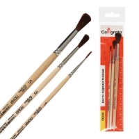 Набор кистей Пони 3 штуки, Calligrata №1 (круглые №: 1, 3, 5), деревянная ручка Набор кистей Пони 3 штуки, Calligrata №1 (круглые №: 1, 3, 5), деревянная ручка