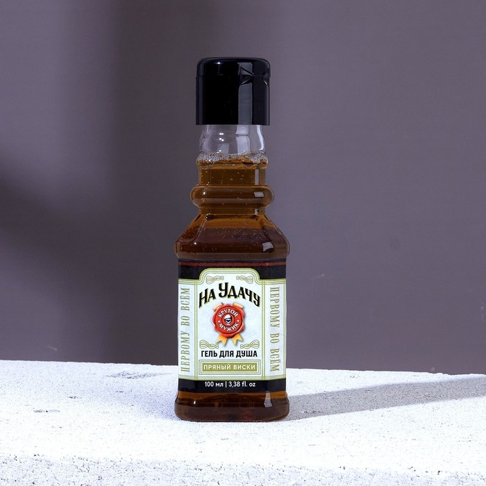 Гель для душа во флаконе виски «На удачу», 100 мл, аромат пряного виски, Новый Год Гель для душа во флаконе виски «На удачу», 100 мл, аромат пряного виски, Новый Год