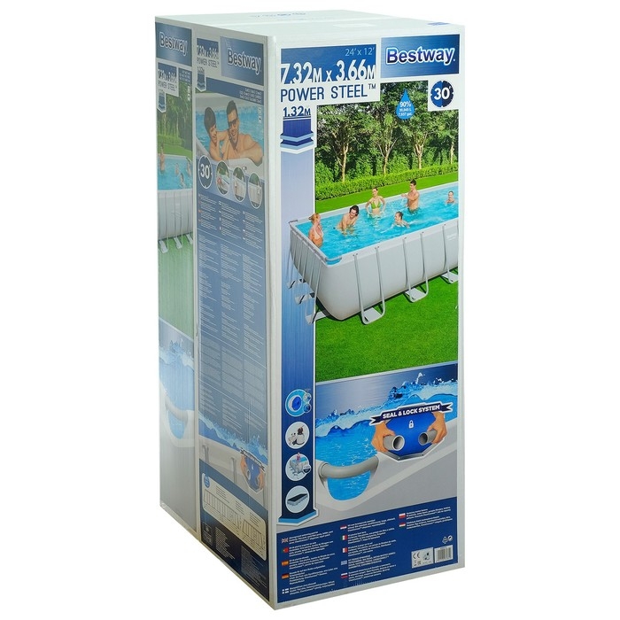 Бассейн каркасный Power Steel, 732 х 366 х 132 см, песчаный фильтр-насос, лестница, тент, 56475 Bestway