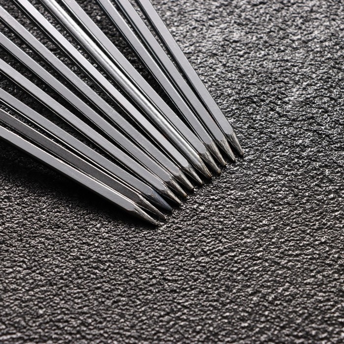 Набор шампуров-спиц 12 шт, рабочая часть - 47 см, ширина - 3 мм, толщина - 2 мм Набор шампуров-спиц 12 шт, рабочая часть - 47 см, ширина - 3 мм, толщина - 2 мм