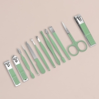 Набор маникюрный, 12 предметов, в футляре, цвет ментоловый