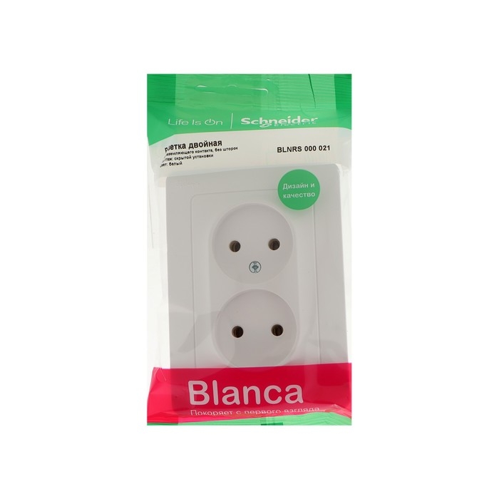 Розетка двойная SE Blanca, 16 А, 250 В, встраиваемая, без з/к, IP20, белая, BLNRS000021 Розетка двойная SE Blanca, 16 А, 250 В, встраиваемая, без з/к, IP20, белая, BLNRS000021