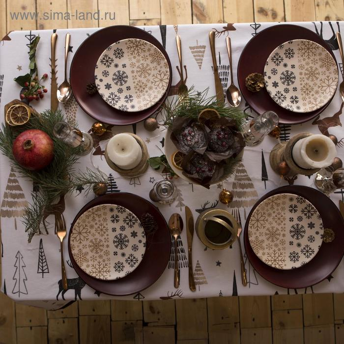 Скатерть "Доляна" X-Mas 146х110+/- 3см, 100%хл, рогожка 164 г/м2