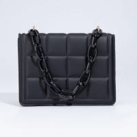 Сумка женская мессенджер из искусственной кожи с цепью, 14&times;20 см, цвет чёрный