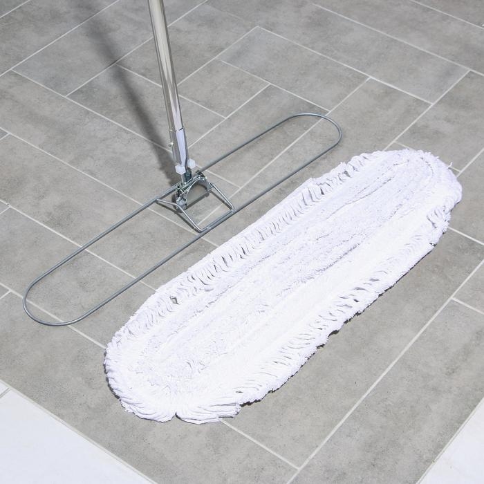 Швабра для мытья пола плоская Доляна, стальная ручка 125 см, широкая х/б насадка 78,5&times;18,5 см