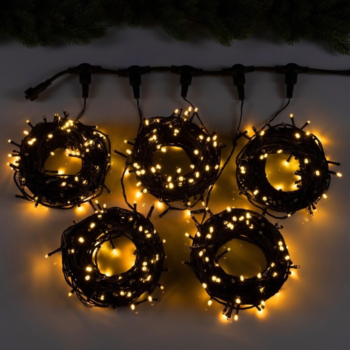 Гирлянда «Клип-лайт» 5 нитей по 20 м, IP44, УМС, тёмная нить, 665 LED, свечение тёплое белое, мерцание всех светодиодов, 24 В Гирлянда «Клип-лайт» 5 нитей по 20 м, IP44, УМС, тёмная нить, 665 LED, свечение тёплое белое, мерцание всех светодиодов, 24 В