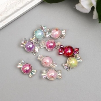 Бусины для творчества пластик "Конфетка перламутр" набор 15 гр 2,2х1,2 см, МИКС