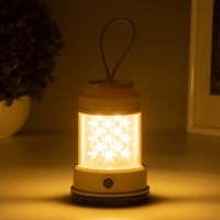 Светильник настольный "Звездное небо" 2Вт LED 3хАА  бежевый   8х8х13см