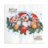 Новый год. Салфетки бумажные Fresco Совята", 2 слоя, 33*33 см, 20 листов