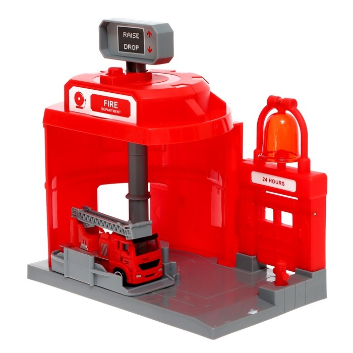 Парковка &laquo;Пожарная&raquo;, с подъёмом, машинка опускается с кнопки, звонит колокол, МИКС