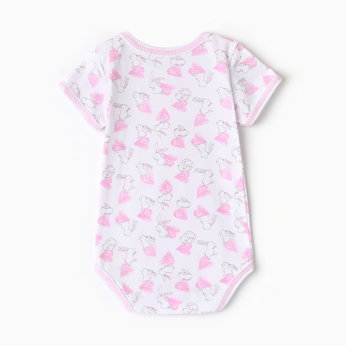 Боди детское с коротким рукавом, цвет белый/зайки, рост 68 Боди детское с коротким рукавом, цвет белый/зайки, рост 68
