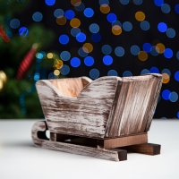 Новый год. Кашпо деревянное 20&times;12&times;13 см "Санки", состаренный Дарим Красиво