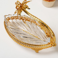 Фруктовница металлическая &laquo;Лист&raquo;, 23&times;12&times;18 см, цвет золотой