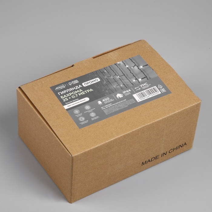 Гирлянда «Бахрома» 25 × 0.7 м, IP44, УМС, тёмная нить, 450 LED, свечение белое, 220 В Гирлянда «Бахрома» 25 × 0.7 м, IP44, УМС, тёмная нить, 450 LED, свечение белое, 220 В