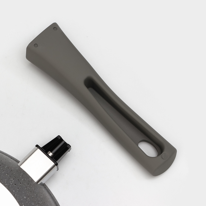 Сковорода, d=24 см, съёмная ручка, стеклянная крышка, антипригарное покрытие, цвет светлый мрамор Сковорода, d=24 см, съёмная ручка, стеклянная крышка, антипригарное покрытие, цвет светлый мрамор