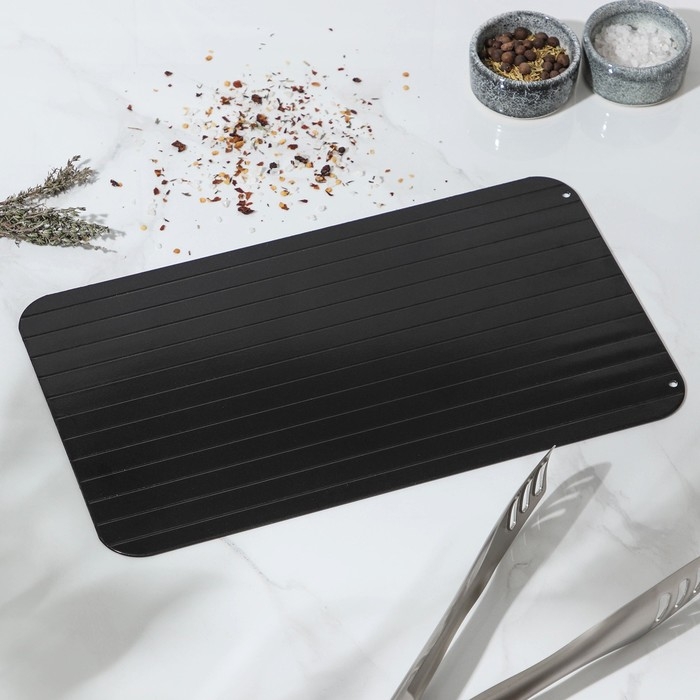 Противень для разморозки продуктов Доляна, 35,5×20,5 см, цвет чёрный Противень для разморозки продуктов Доляна, 35,5×20,5 см, цвет чёрный