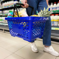 Корзина покупательская пластиковая 28 л, 50&times;34&times;26 см, цвет синий