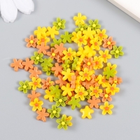 Декор для творчества пластик "Незабудки зелень, жёлтые, беж" набор 70 шт 0,8х0,8 см