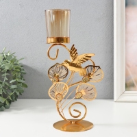 Подсвечник металл, стекло на 1 свечу "Полет колибри" d=4,7 см, золото 15,5х9х27,8 см Подсвечник металл, стекло на 1 свечу "Полет колибри" d=4,7 см, золото 15,5х9х27,8 см