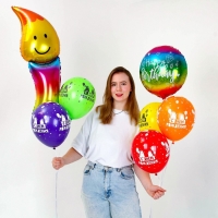 Набор шаров &laquo;Happy birthday. Свеча&raquo;, латекс, фольга, набор 7 шт.