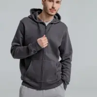 Толстовка на молнии с капюшоном унисекс King, темно-серая, размер 3XL