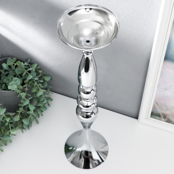 Подсвечник металл на 1 свечу Подсвечник металл на 1 свечу "Изящный" серебристый 50х13х13 см