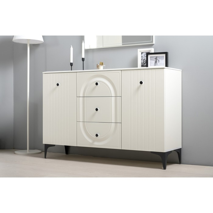 Комод Валенсия 13.309, 1332х384х875, Белый шагрень МДФ Комод Валенсия 13.309, 1332х384х875, Белый шагрень МДФ