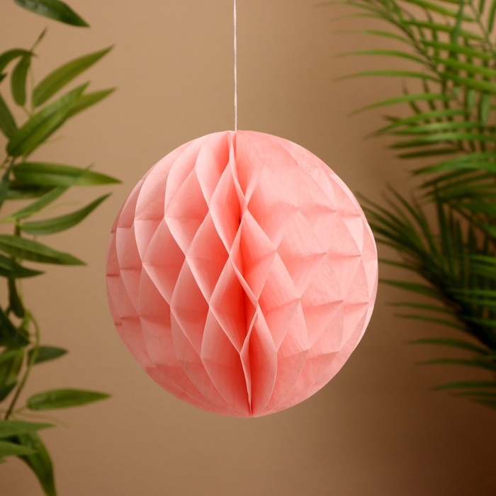 Шар бумажный декоративный, диаметр 20 см, цв. розовый Шар бумажный декоративный, диаметр 20 см, цв. розовый