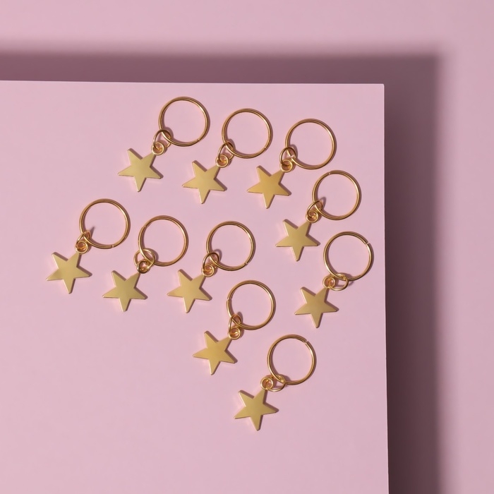 Пирсинг для волос «Звезда», 2,8 × 1,3 см, 10 шт, цвет золотистый Пирсинг для волос «Звезда», 2,8 × 1,3 см, 10 шт, цвет золотистый