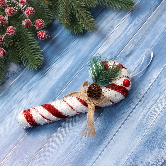 Украшение ёлочное "Новогодний леденец" 17х7,5 см, бело-красный