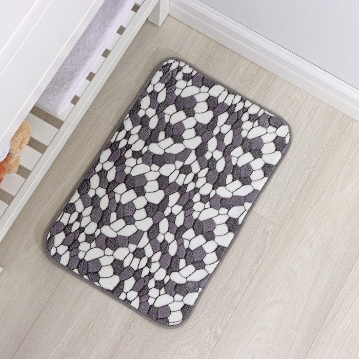 Коврик для ванной и туалета Доляна «Галька», 40×60 см, цвет серый Коврик для ванной и туалета Доляна «Галька», 40×60 см, цвет серый