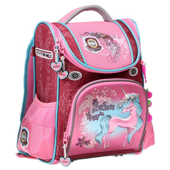 Ранец школьный Стандарт, раскаладной, 36 х 29 х 17 см, Across 191, наполнение: мешок, розовый ACR22-191-10