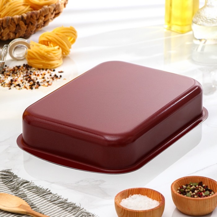 Противень &laquo;Эксперт&raquo;, 34&times;24&times;6 см, антипригарное покрытие, цвет бордовый