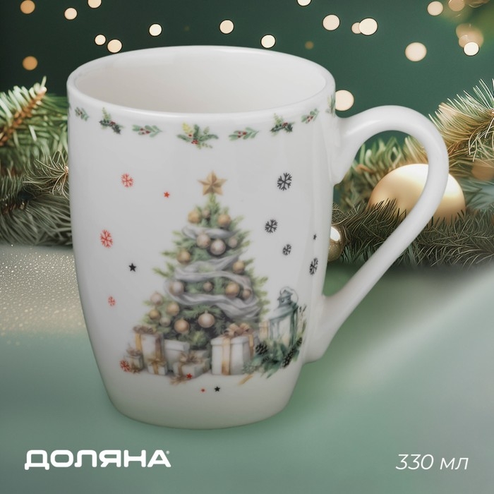 Новогодняя кружка для чая Доляна «Приближение чуда», 330 мл, фарфор, цвет белый Новогодняя кружка для чая Доляна «Приближение чуда», 330 мл, фарфор, цвет белый