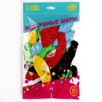 Воздушный шар латексный 12" &laquo;День рождения&raquo;, праздн. тематика, пастель, 25 шт.