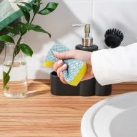 Дозатор для моющего средства с подставкой для губки и щётки &laquo;Минимал&raquo;, 350 мл, цвет тёмно-коричневый