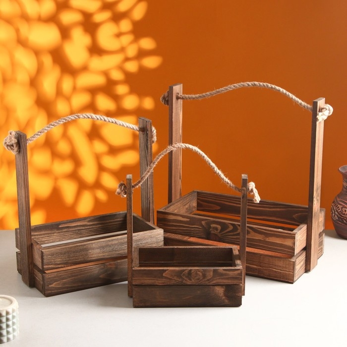 Набор кашпо деревянных 3 в 1 (30.5&times;18.5&times;35; 25.5&times;15&times;30; 20&times;12&times;23) "Аром", палисандр