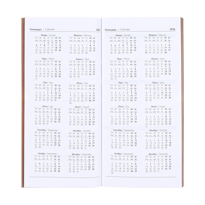 Еженедельник датированный 2025 года, 80х165 мм, 64 листа ESCALADA, мягкая обложка из искусственной кожи, блинтовое тиснение, блок 70 г/м&sup2;, бежевый