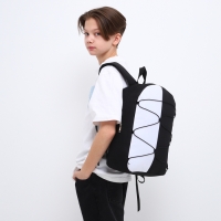 Рюкзак школьный текстильный со шнуровкой, 38х29х11 см, черно-белый