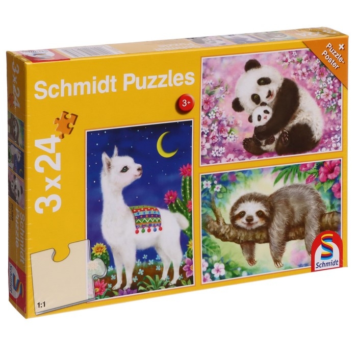 Пазл «Лама, панда, ленивец», 3 × 24 элемента Пазл «Лама, панда, ленивец», 3 × 24 элемента