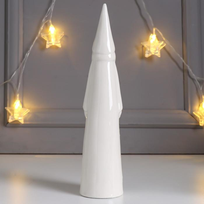 Сувенир керамика световой "Дедушка Мороз с ёлочкой на шубе" серебро 25х5,7х5,7 см