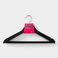 Плечики - вешалки для одежды Доляна, 43×23 см, 3 шт, антискользящая перекладина, цвет чёрный Плечики - вешалки для одежды Доляна, 43×23 см, 3 шт, антискользящая перекладина, цвет чёрный