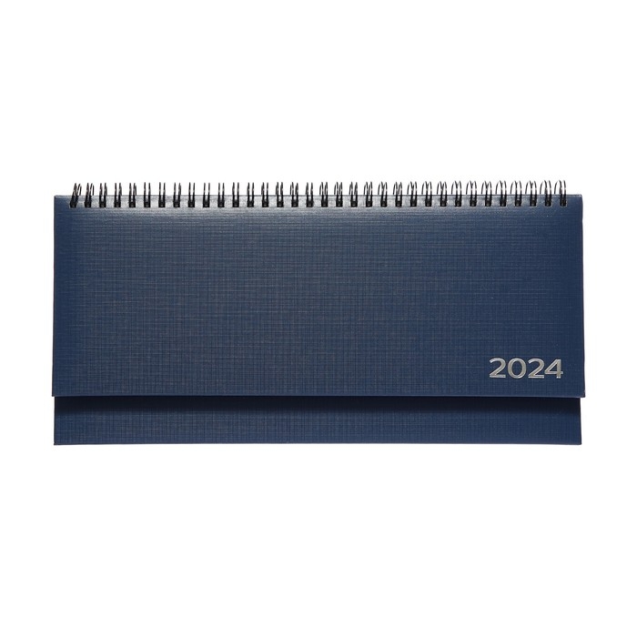 Планинг датированный 2024 года, 294 х 142 мм, 64 листа, на гребне, Attomex.Lancaster, твёрдая обложка балакрон, блок 70 г/м2, синий