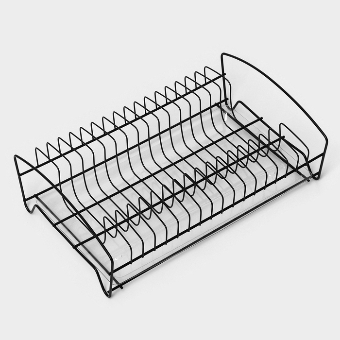 Сушилка для тарелок с поддоном, 38&times;24,5&times;12,4 см, цвет чёрный