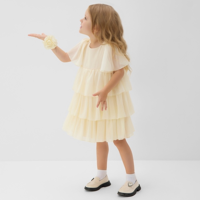 Платье для девочки MINAKU: PartyDress, цвет молочный, рост 104 см Платье для девочки MINAKU: PartyDress, цвет молочный, рост 104 см