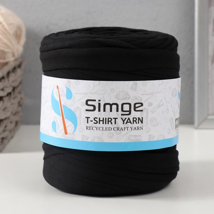 Трикотажная пряжа вторичная 90% хлопок,10% п/э, 100м/450&plusmn;50 гр черный)