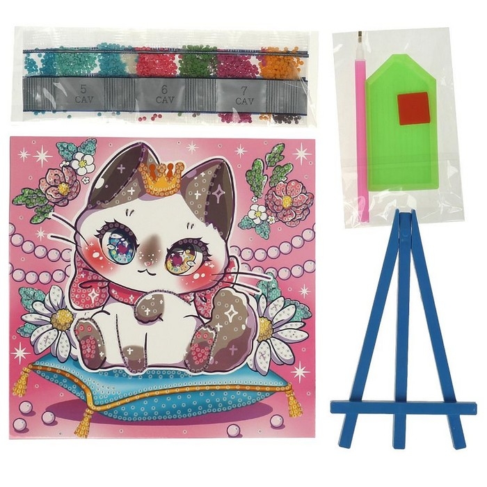 Набор для детского творчества, алмазная мозаика «Милая киска», 20 × 20 см Набор для детского творчества, алмазная мозаика «Милая киска», 20 × 20 см