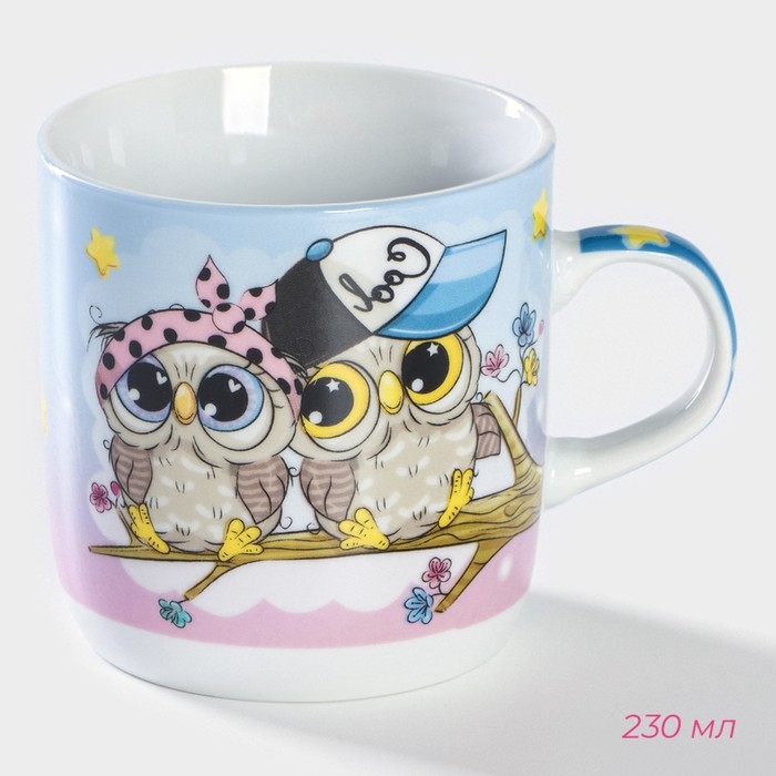 Набор детской посуды из керамики Доляна «Совы тинейджеры», 3 предмета: кружка 230 мл, миска 400 мл, тарелка d=18 см Набор детской посуды из керамики Доляна «Совы тинейджеры», 3 предмета: кружка 230 мл, миска 400 мл, тарелка d=18 см